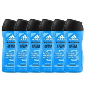 6x Adidas After Sport Shower Gel Hair & Body - 250ml / 8.45 fl oz