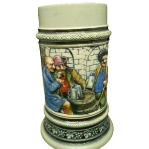 German Relief Beer Stein Typical Bavarian Brewery Beer House Scene 0,5 L / 16.9 Fluid Ounces