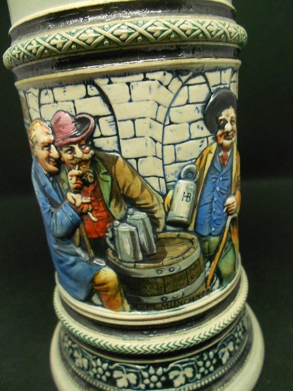German Relief Beer Stein Typical Bavarian Brewery Beer House Scene 0,5 L / 16.9 Fluid Ounces - Image 8