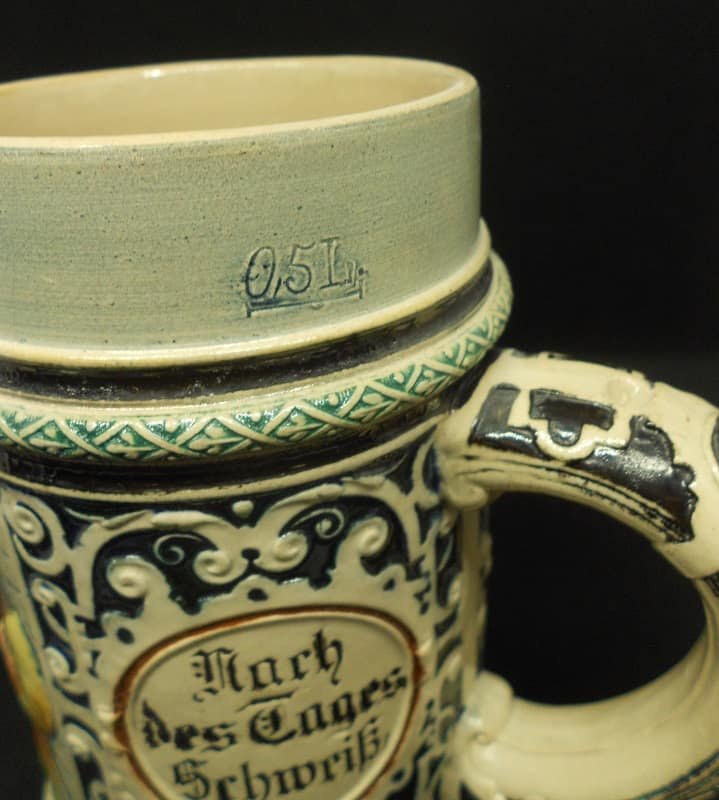 German Relief Beer Stein Typical Bavarian Brewery Beer House Scene 0,5 L / 16.9 Fluid Ounces - Image 6
