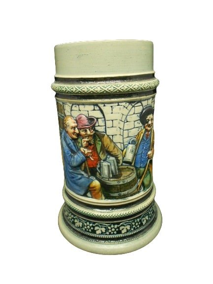 German Relief Beer Stein Typical Bavarian Brewery Beer House Scene 0,5 L / 16.9 Fluid Ounces