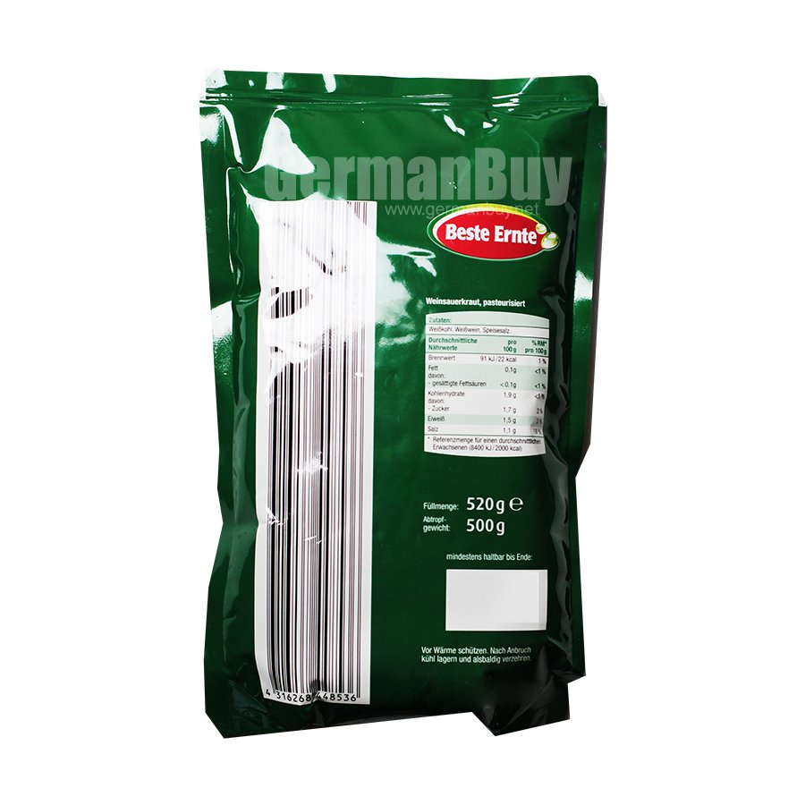 Traditional German Sauerkraut in bag 500g / 17.6 oz - Image 2