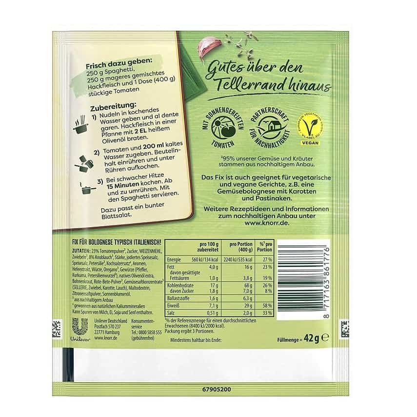 Knorr Fix Bolognese Typically Italian 42g / 1.4oz - Image 2