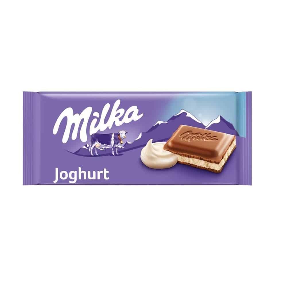 Milka Yogurt Chocolate Bar with a creamy yogurt filling
