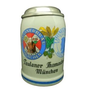 Vintage Paulaner Thomasbrau Munchen Beer Stein With Pewter Lid 0,5 L / 16.9 fl oz