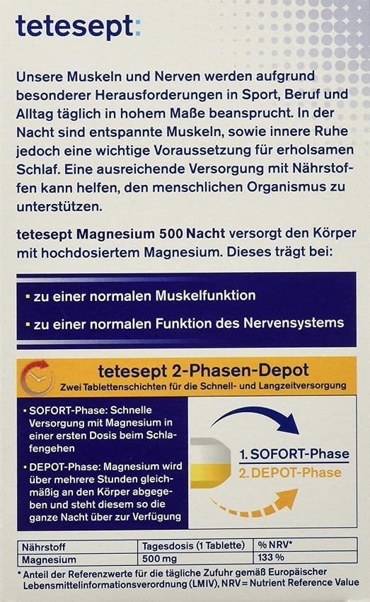 tetesept Magnesium 500 Night - dietary supplement 30 tbl - from Germany - Image 2
