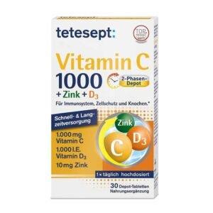 tetesept Vitamin C 1000 + Zinc + D3 depot tablets from Germany - 30 pcs